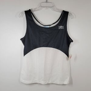 Vtg Bill Rodgers Black White Cotton Blend Running Tank Top Women Sz L USA NOS